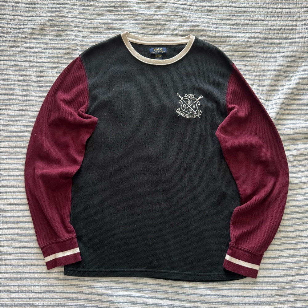 Polo Ralph Lauren Black and Burgundy Long Sleeve Shirt